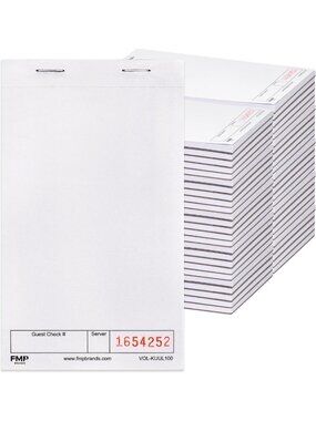 100 Pack Guest Check Pads - Server Notepad for Waitresses, Order Pads for